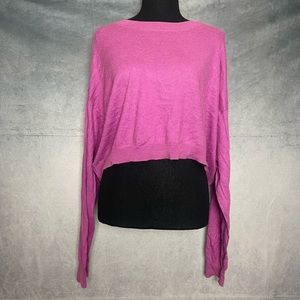 Leith pink purple crop top light weight sweater size large